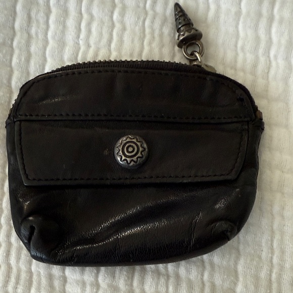 Lis Jenks- Black Leather Coin Purse with Metal Accents - Picture 1 of 2